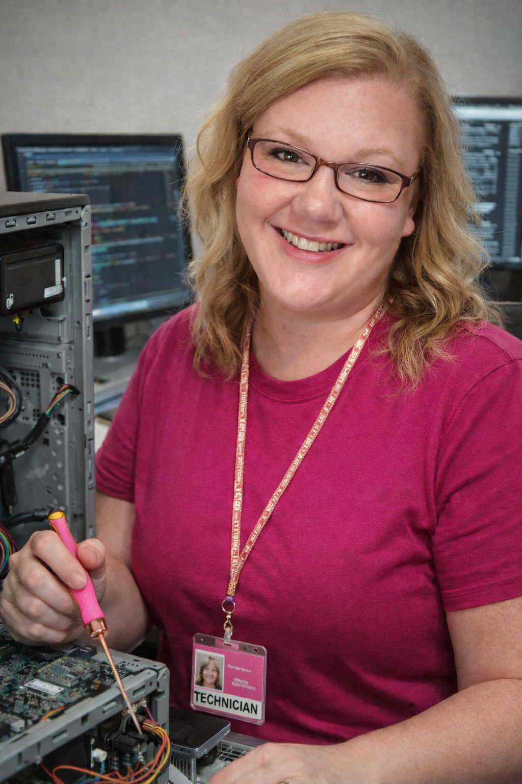 Jessica, lead technician at Marion Computer Repair, ready to help with your device